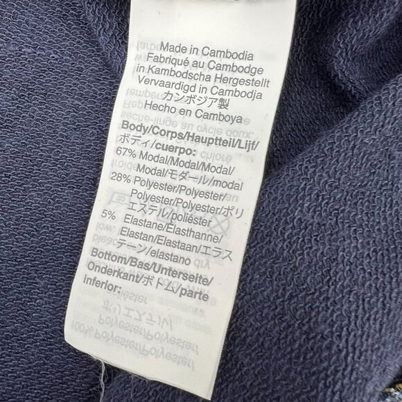 J.Crew M Mixed-Media Top Navy Knit Floral Pleated Hem Long Sleeve Sweater - Picture 4 of 8